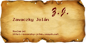 Zavaczky Jolán névjegykártya